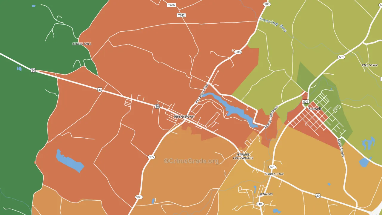 Jennerstown, PA Map of Theft Rates