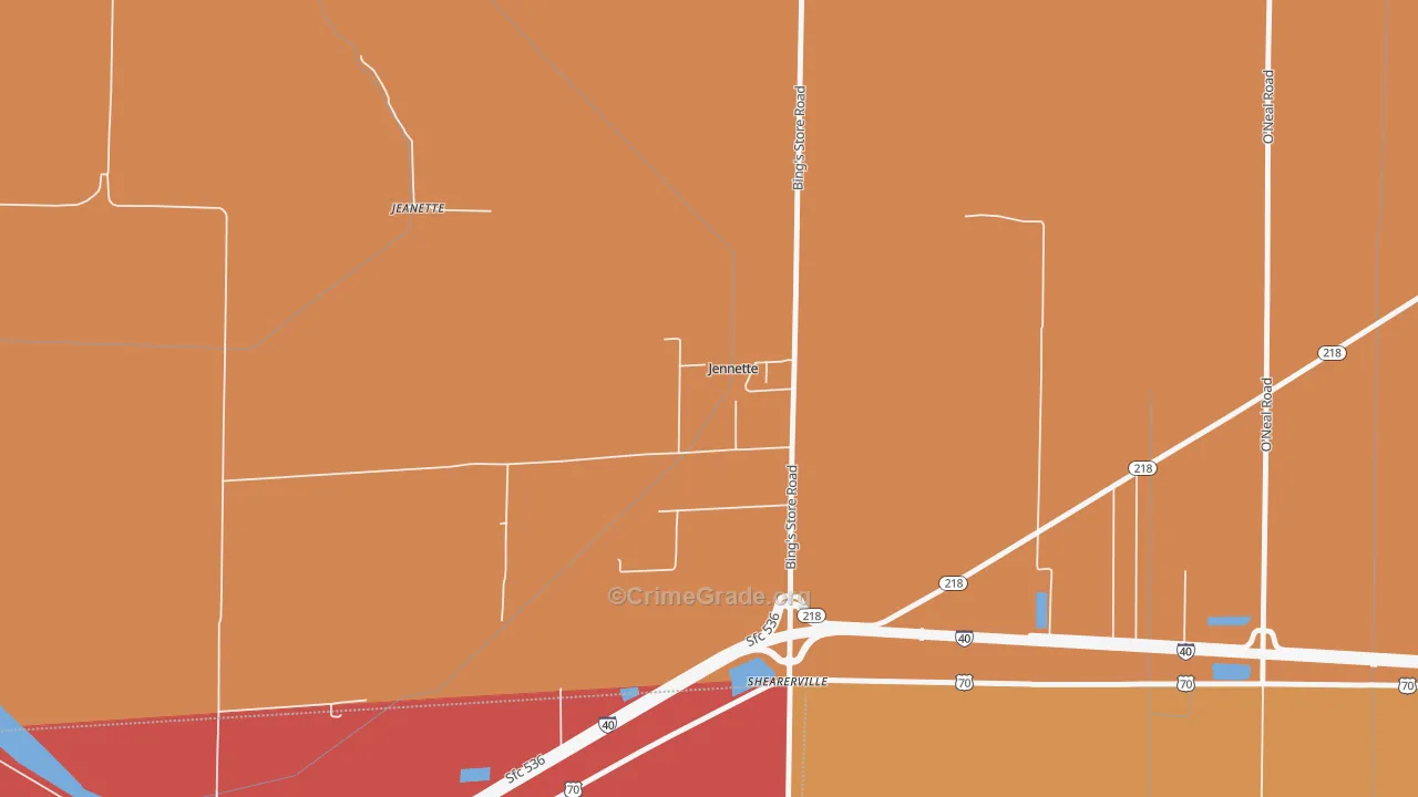 Jennette, AR Map of Theft Rates