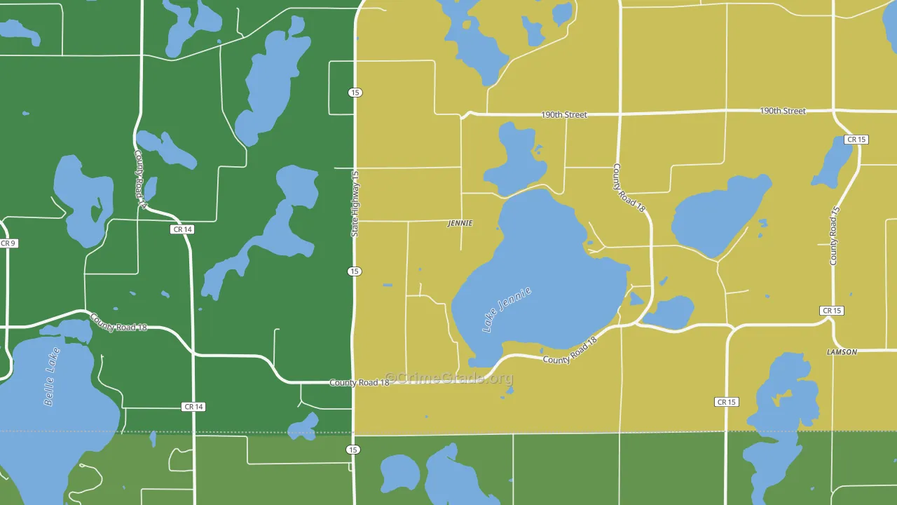 Jennie, MN Map of Theft Rates