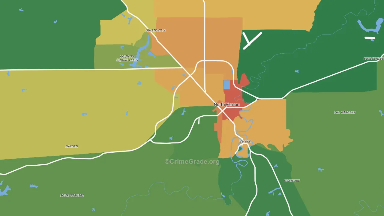Jennings County, IN Map of Theft Rates