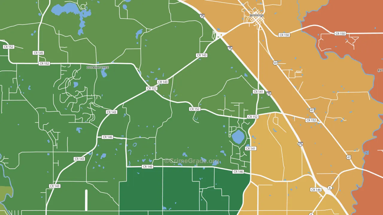 Jennings, FL Map of Theft Rates