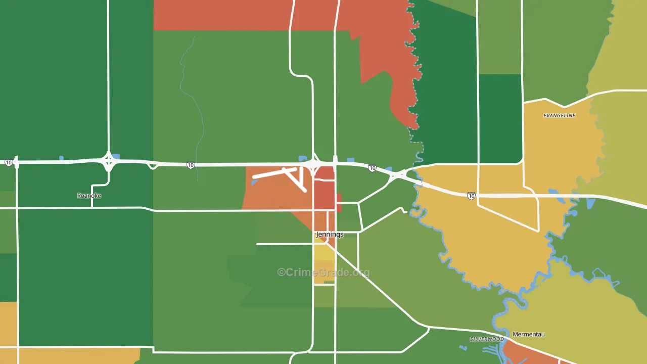 Jennings, LA Map of Theft Rates