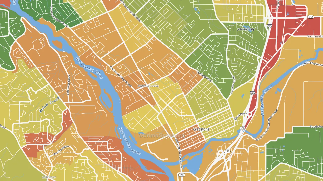 Jennings Lodge, Portland, OR Map of Theft Rates