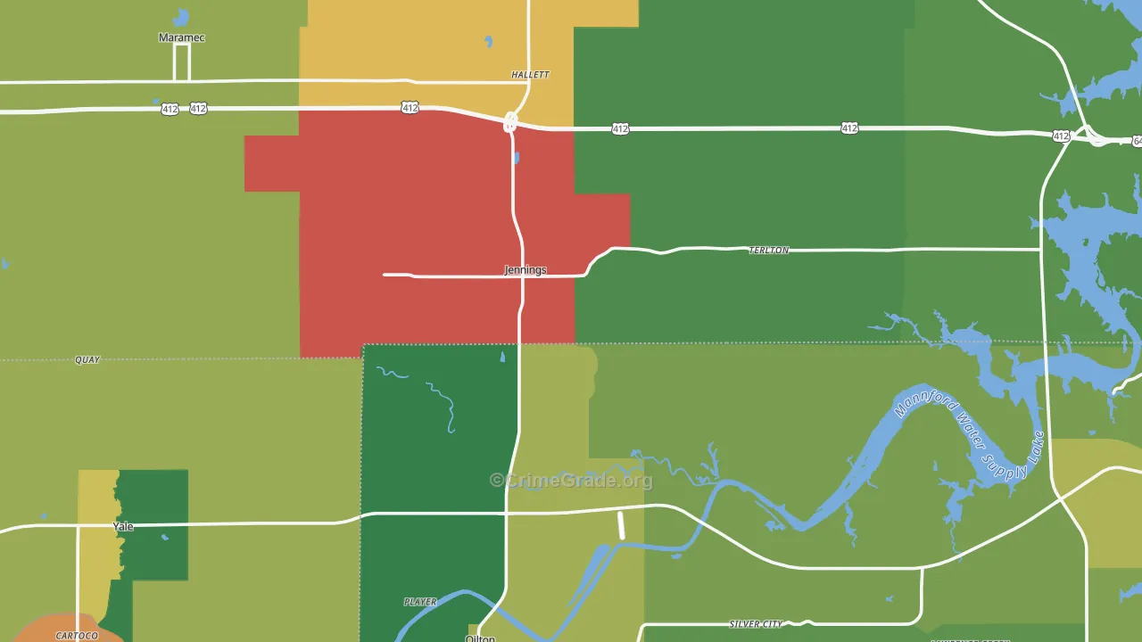 Jennings, OK Map of Theft Rates