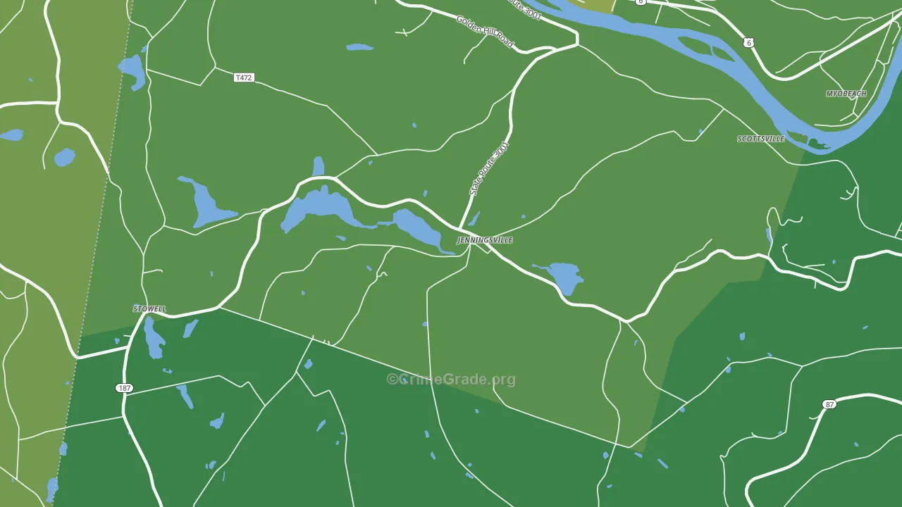 Jenningsville, PA Map of Theft Rates