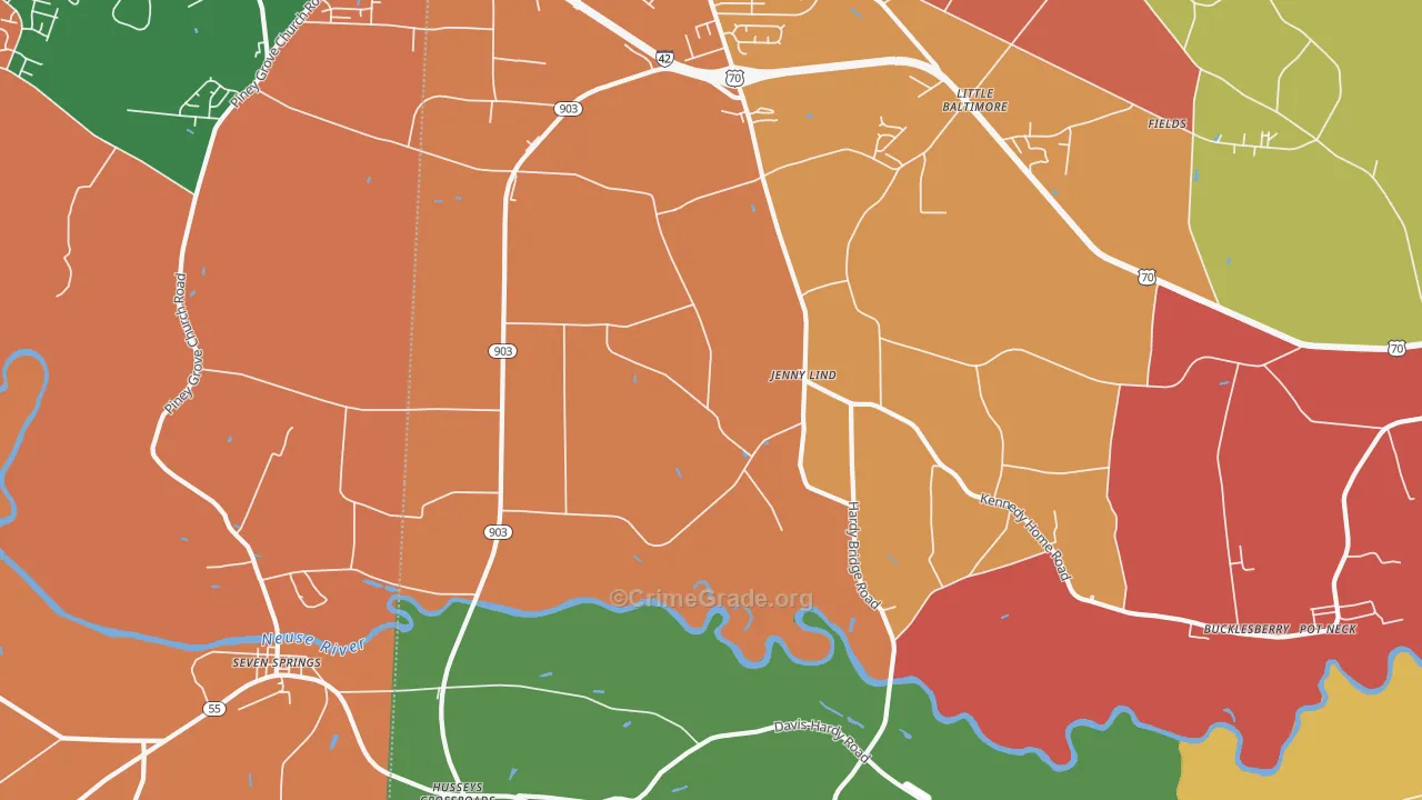 Jenny Lind, NC Map of Theft Rates