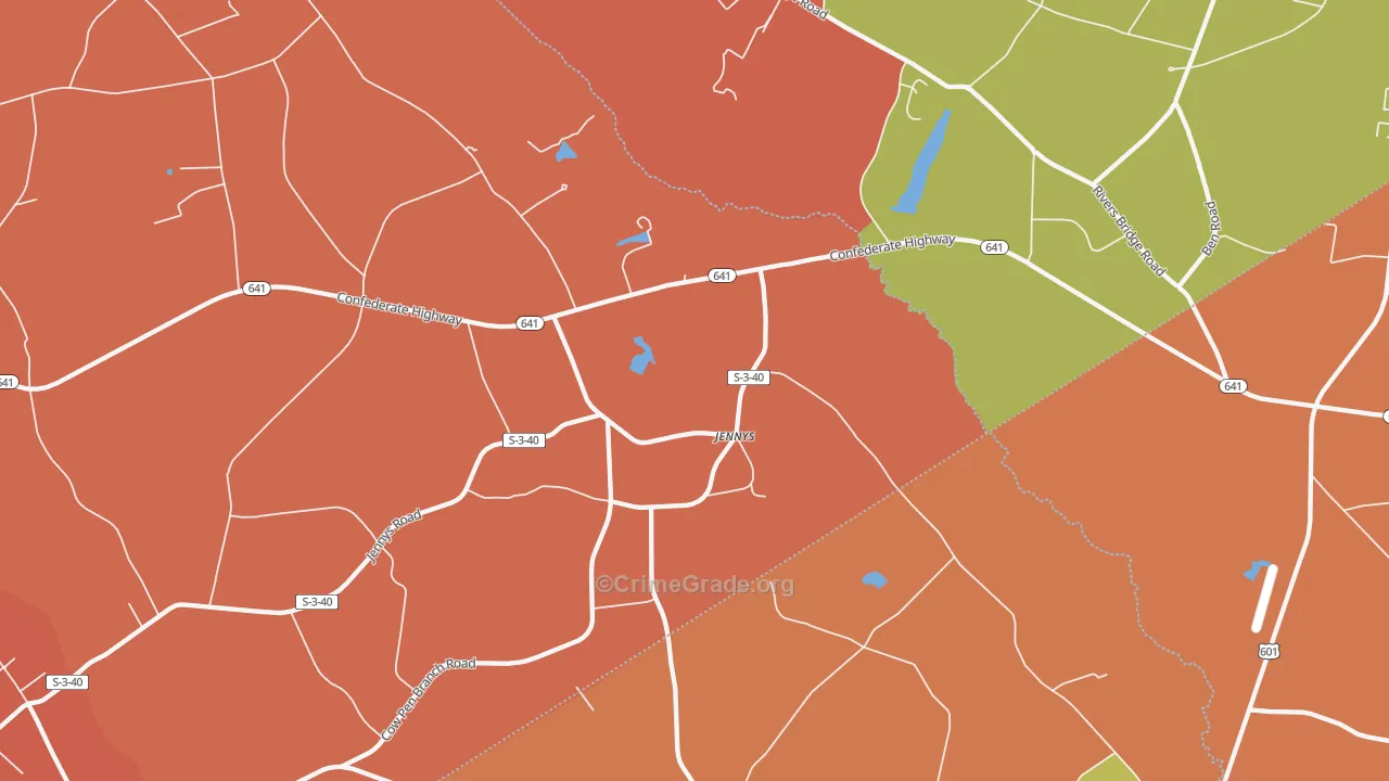 Jennys, SC Map of Theft Rates