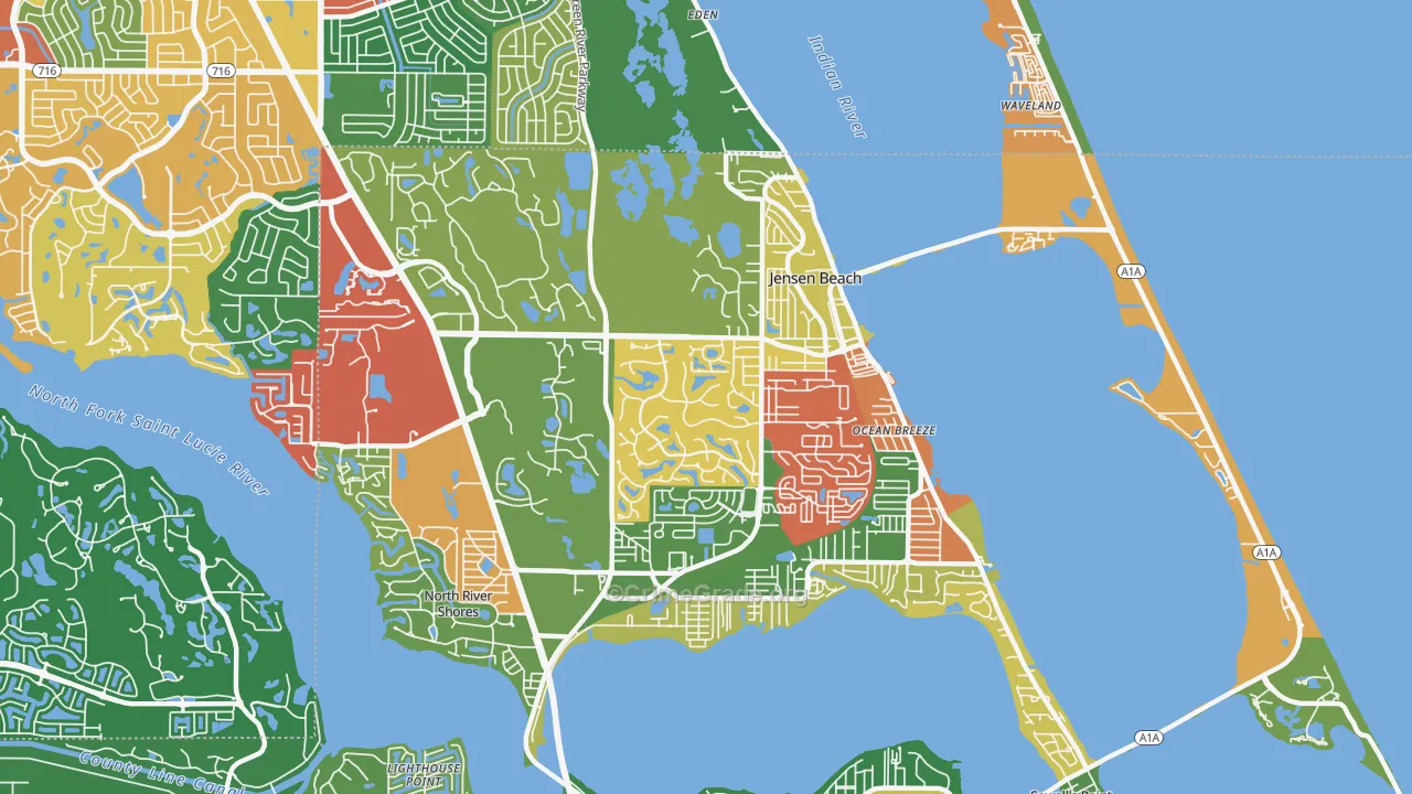 Jensen Beach, FL Map of Theft Rates