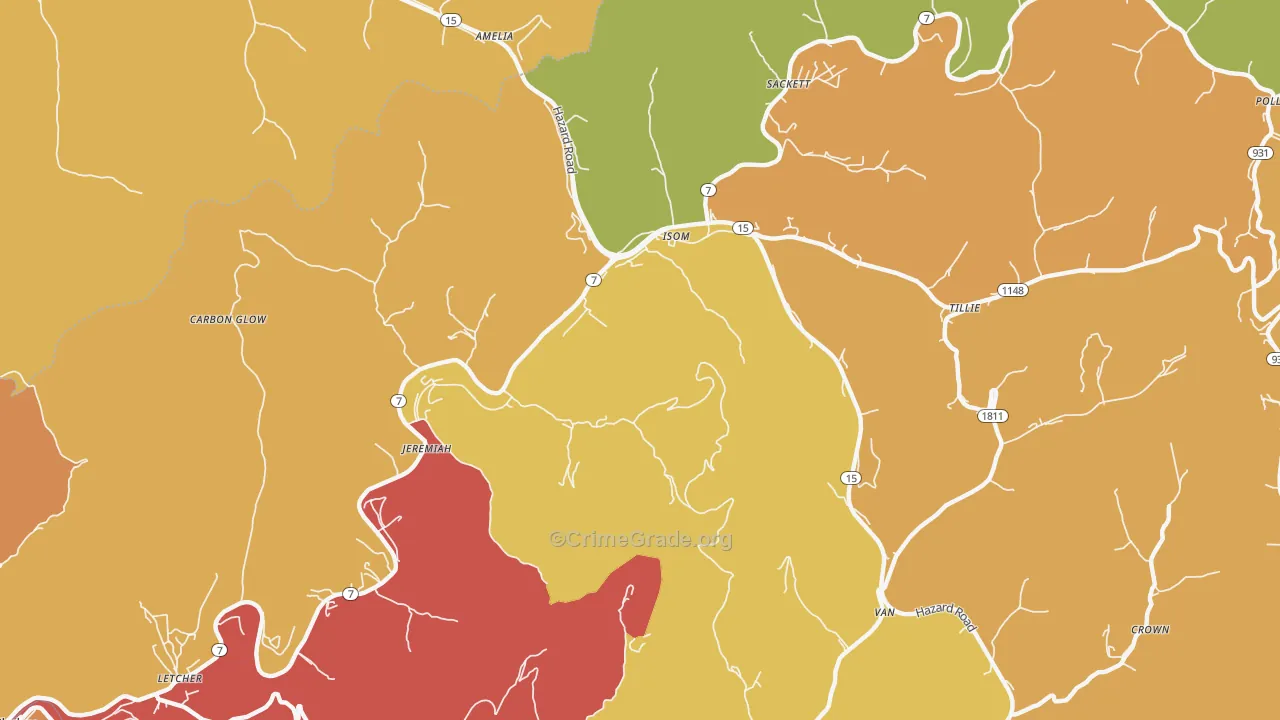 Jeremiah, KY Map of Theft Rates