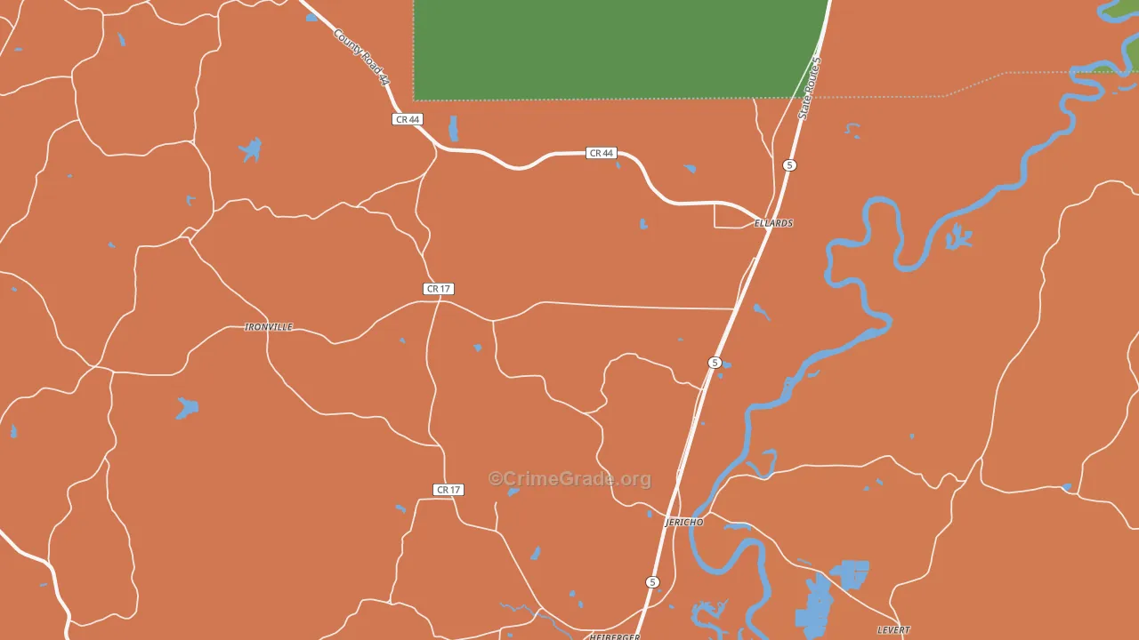 Jericho, AL Map of Theft Rates