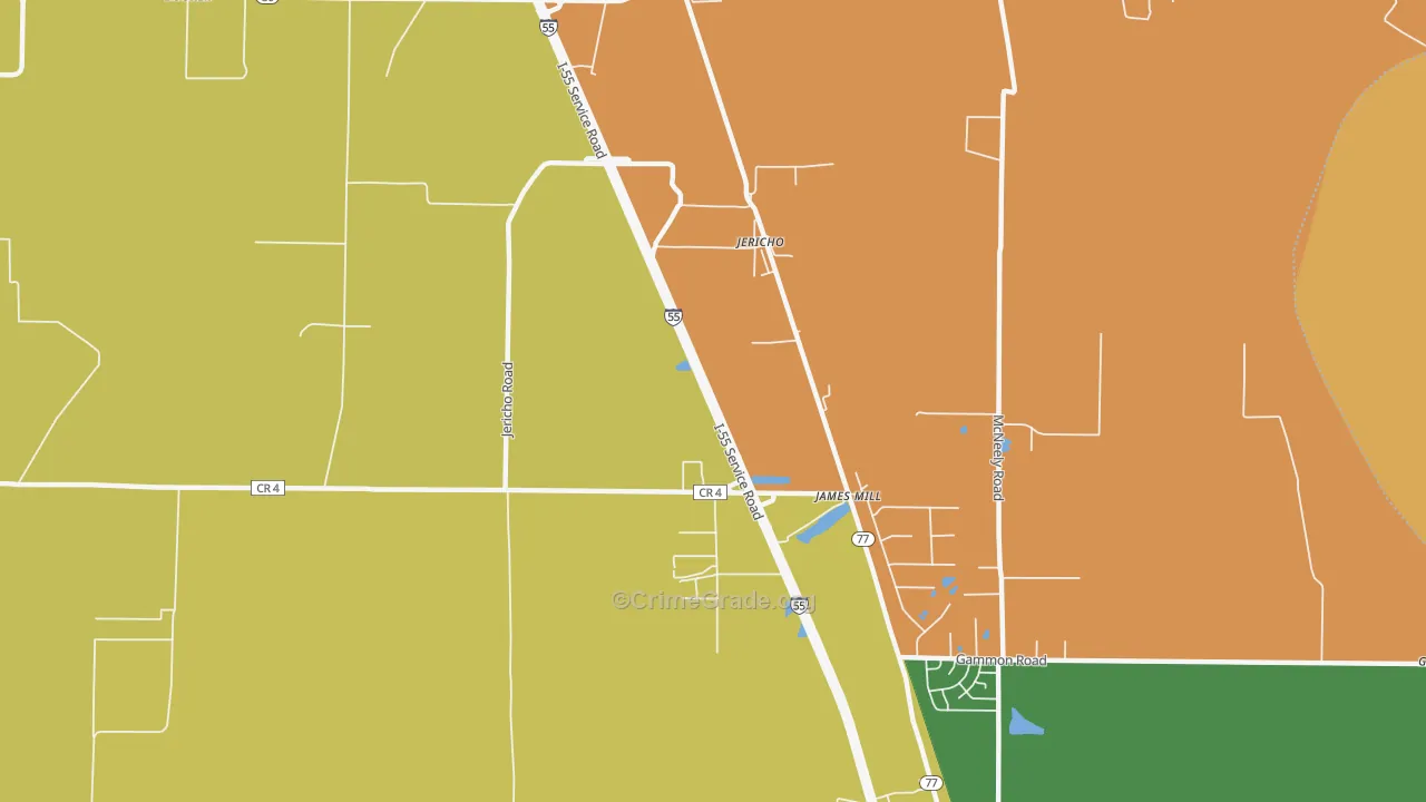 Jericho, AR Map of Theft Rates