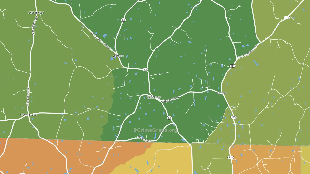 Jericho, NC Map of Theft Rates