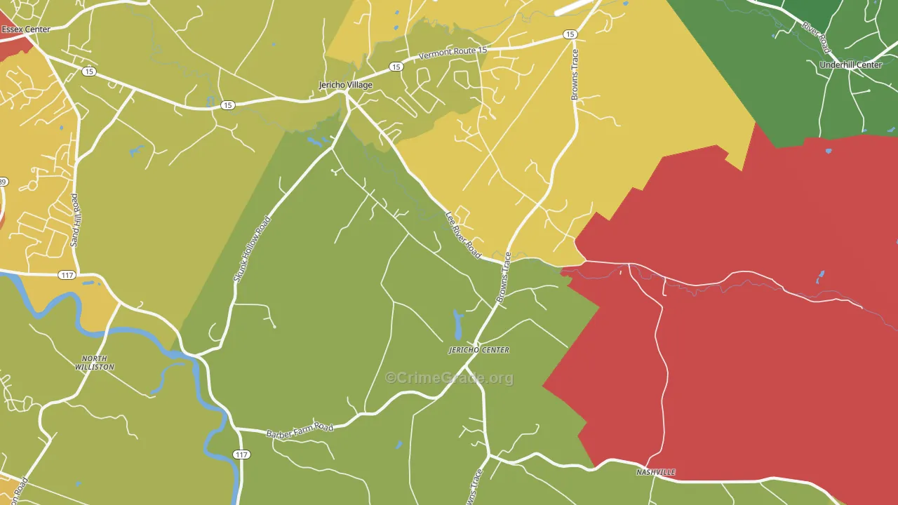Jericho, VT Map of Theft Rates