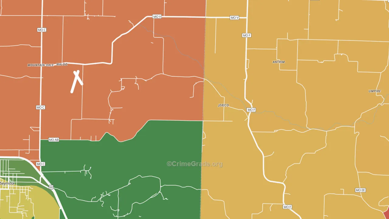 Jerico, MO Map of Theft Rates
