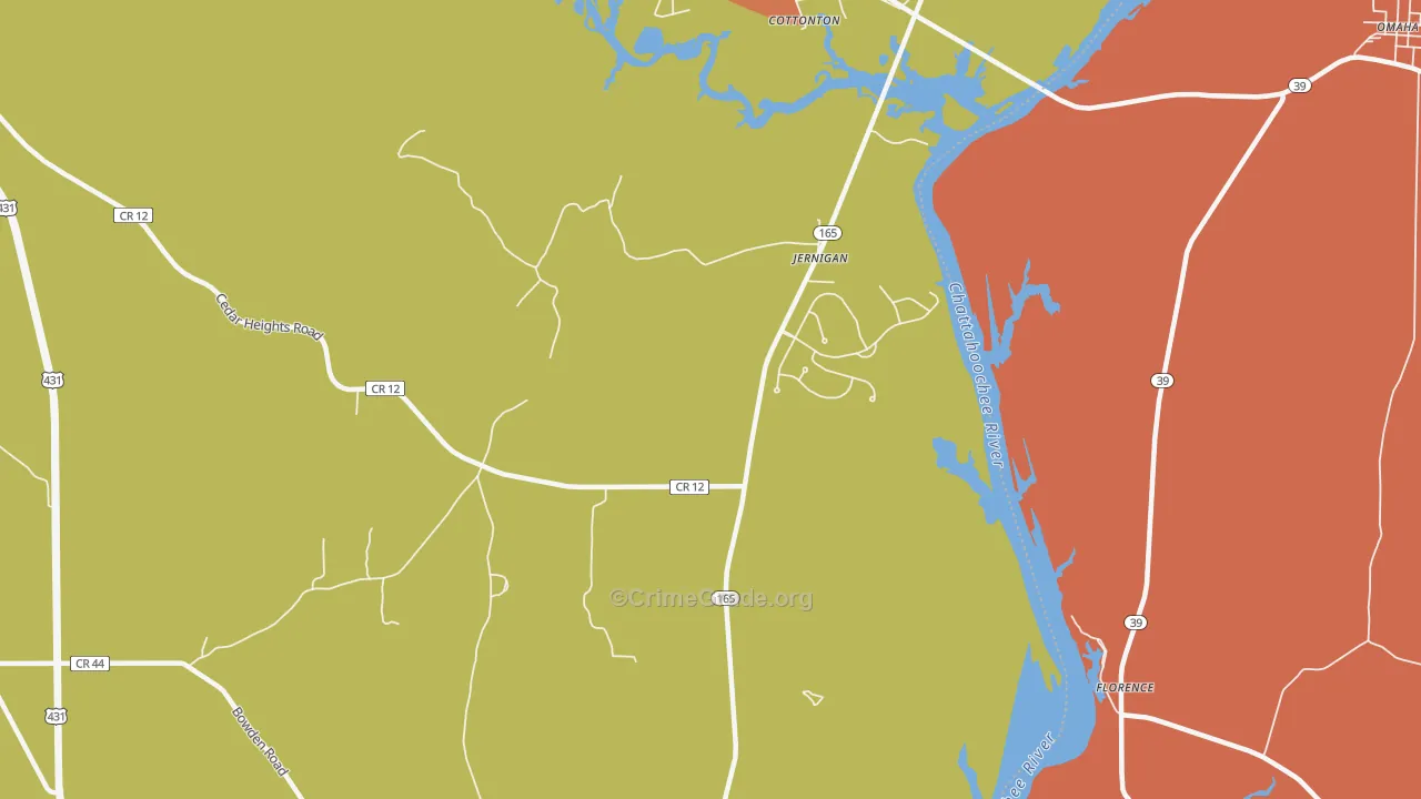 Jernigan, AL Map of Theft Rates