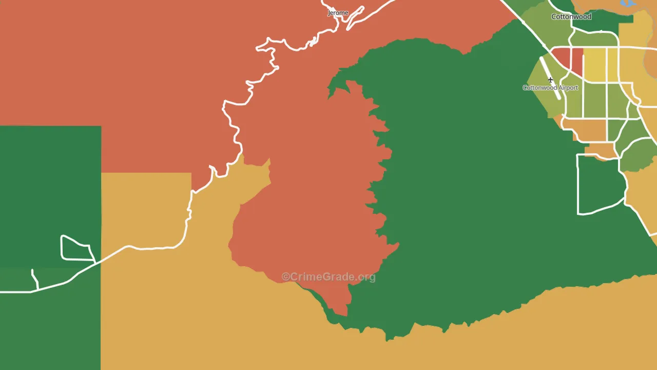 Jerome, AZ Map of Theft Rates