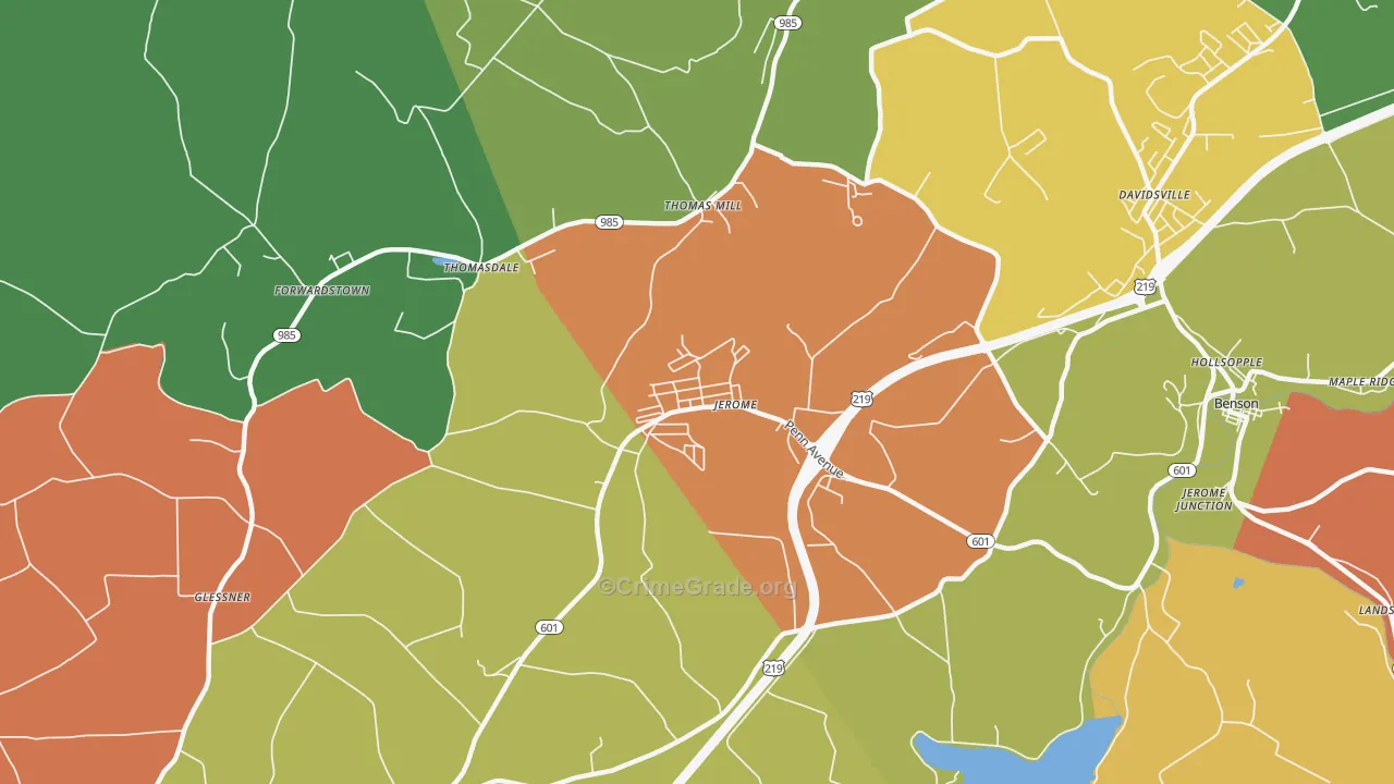Jerome, PA Map of Theft Rates