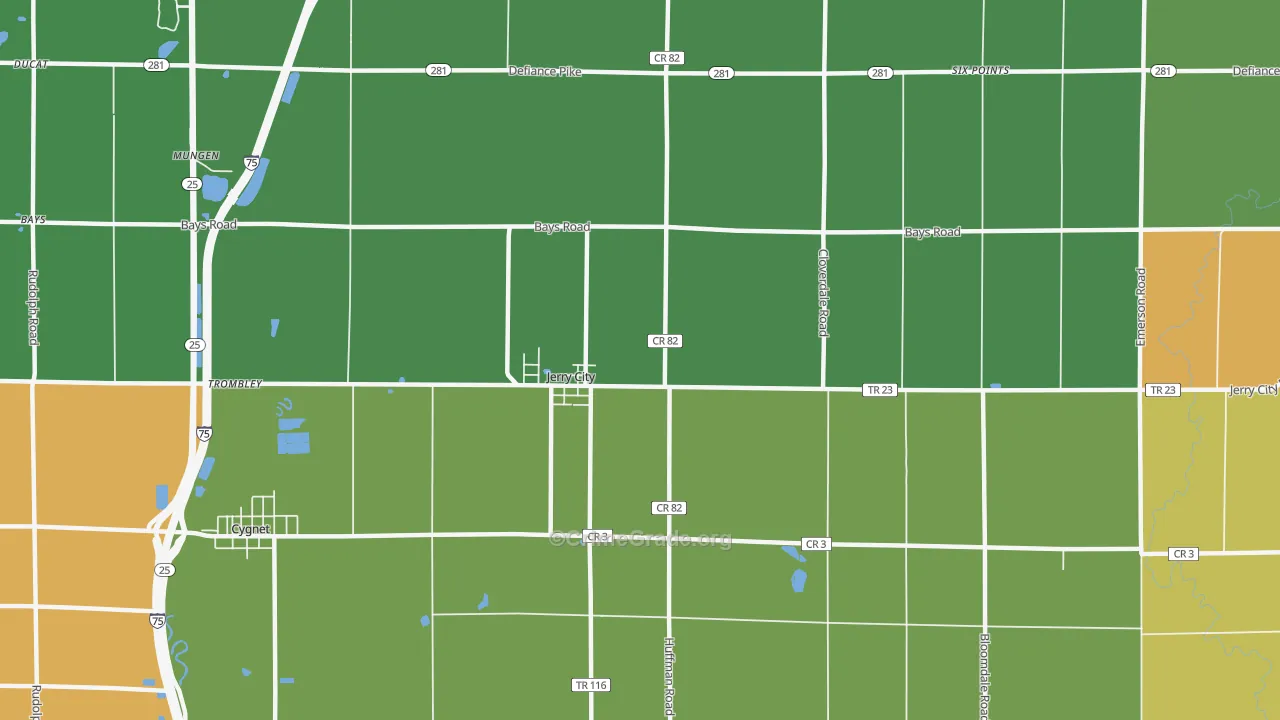 Jerry City, OH Map of Theft Rates