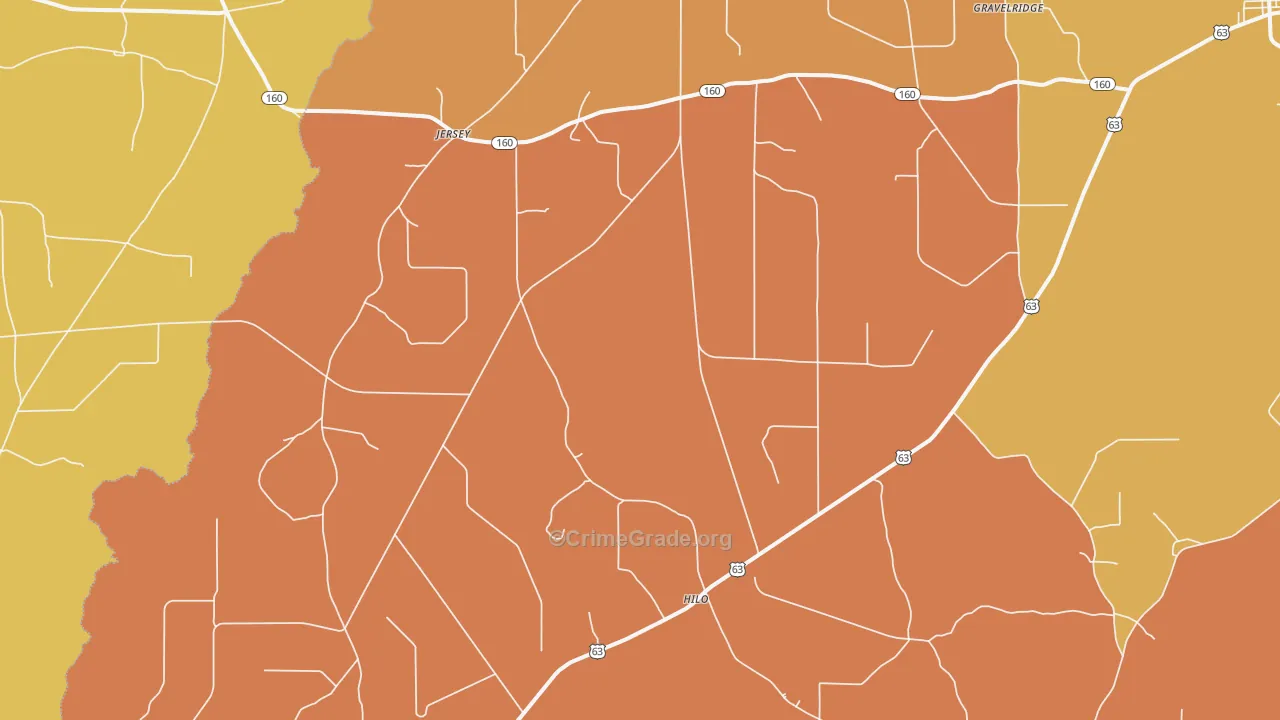Jersey, AR Map of Theft Rates