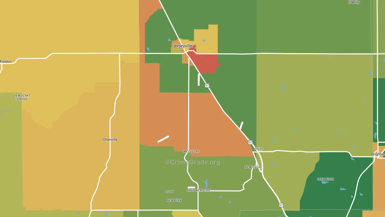 Jersey County, IL Map of Theft Rates