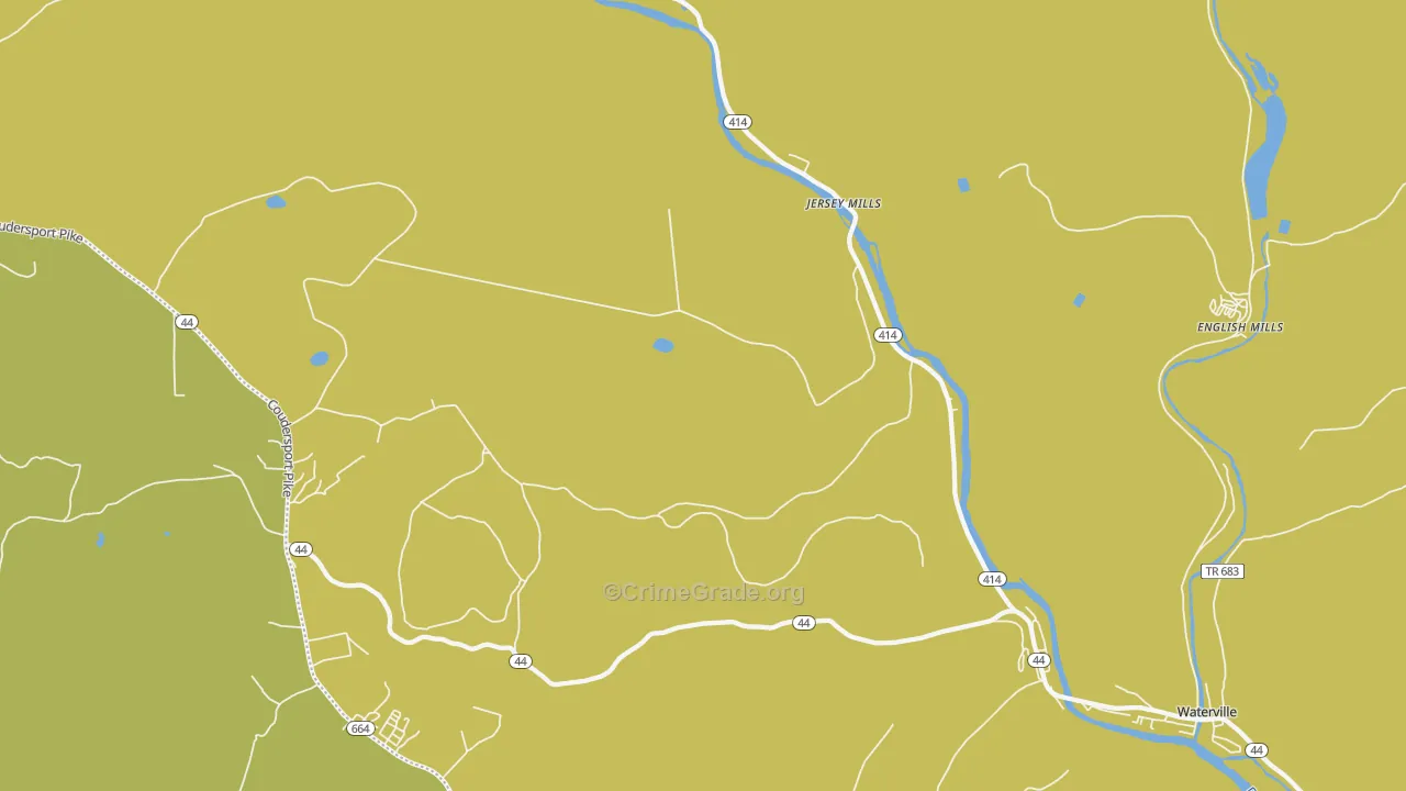 Jersey Mills, PA Map of Theft Rates