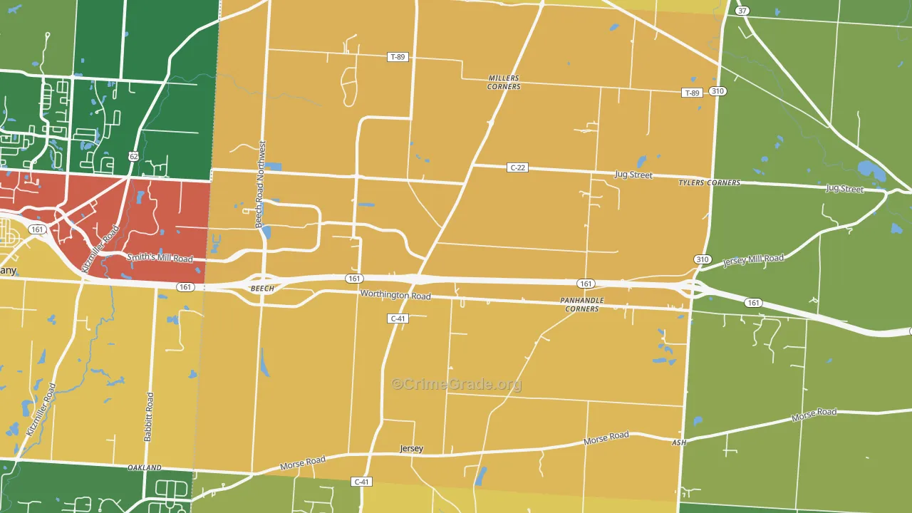 Jersey, OH Map of Theft Rates