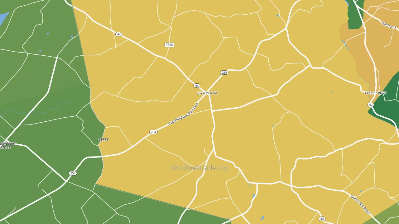 Jerseytown, PA Map of Theft Rates