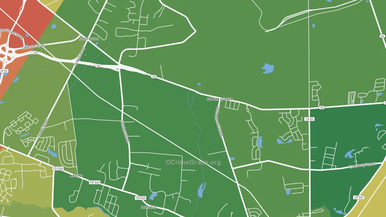 Jerseyville, NJ Map of Theft Rates