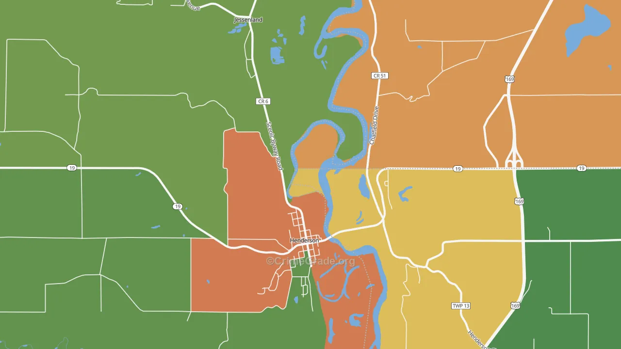 Jessenland, MN Map of Theft Rates