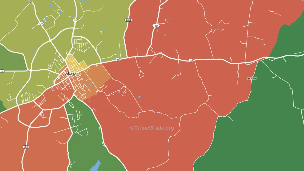 Jessietown, KY Map of Theft Rates
