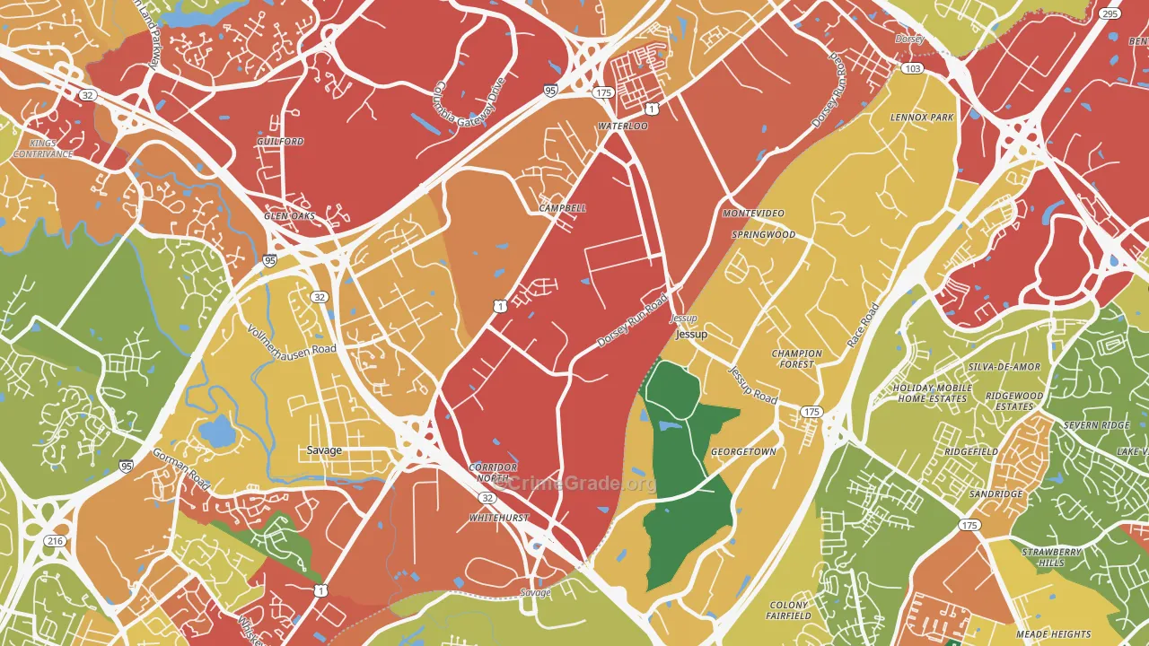 Jessup, MD Map of Theft Rates