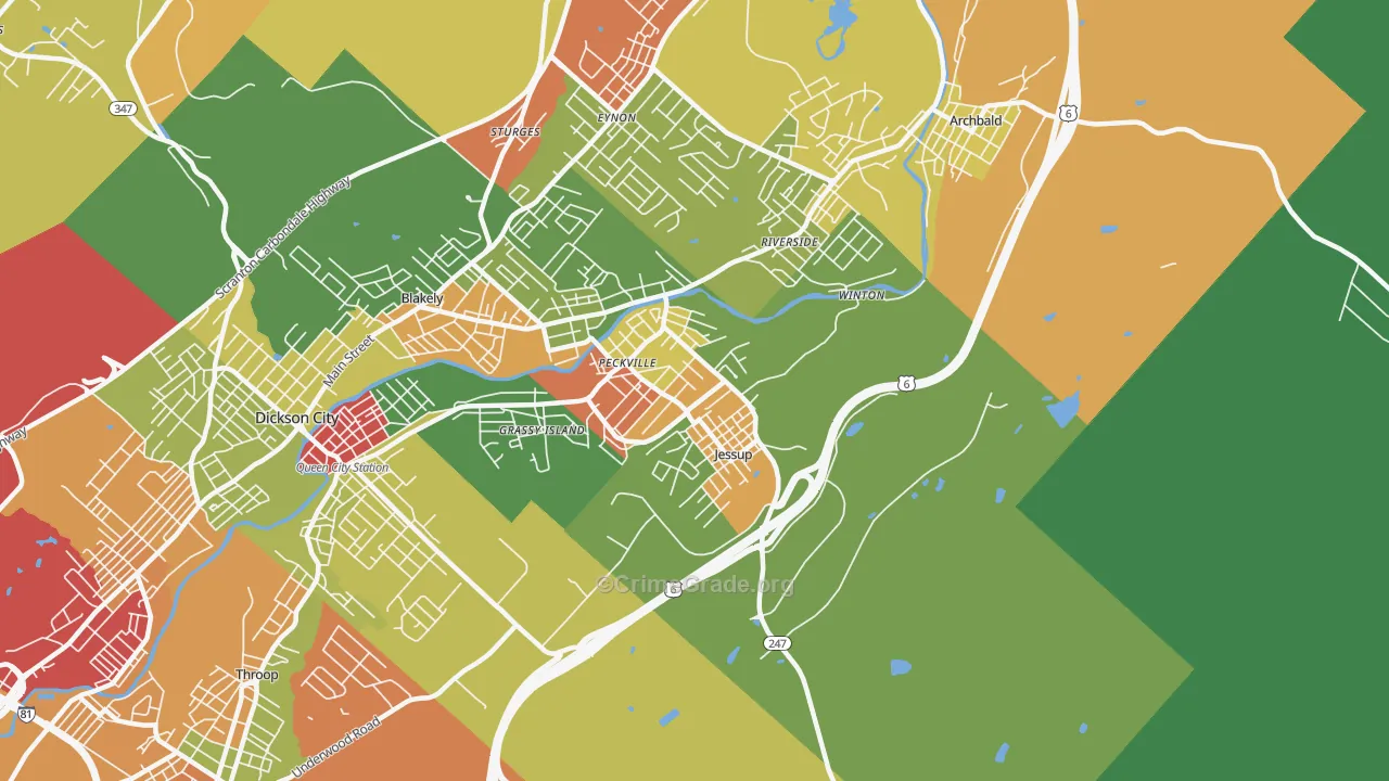 Jessup, PA Map of Theft Rates