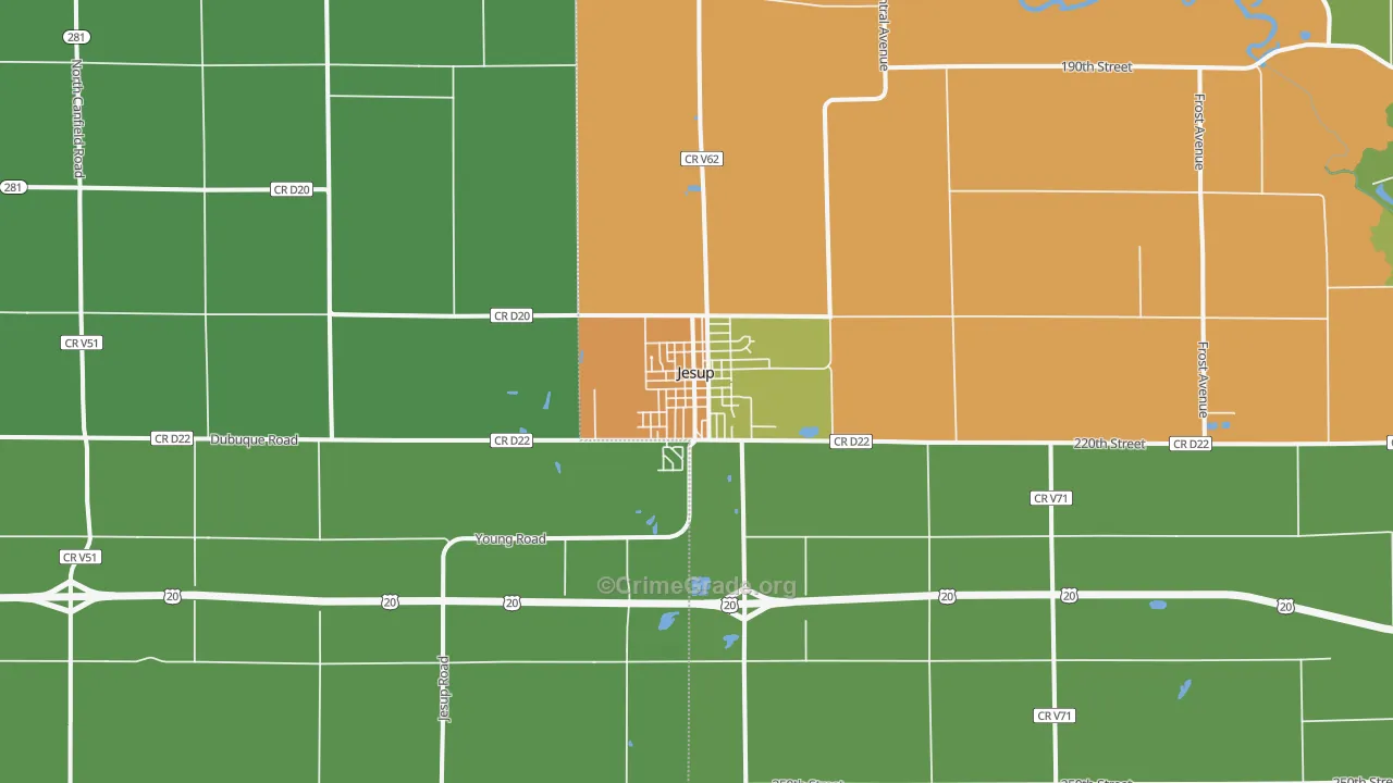 Jesup, IA Map of Theft Rates