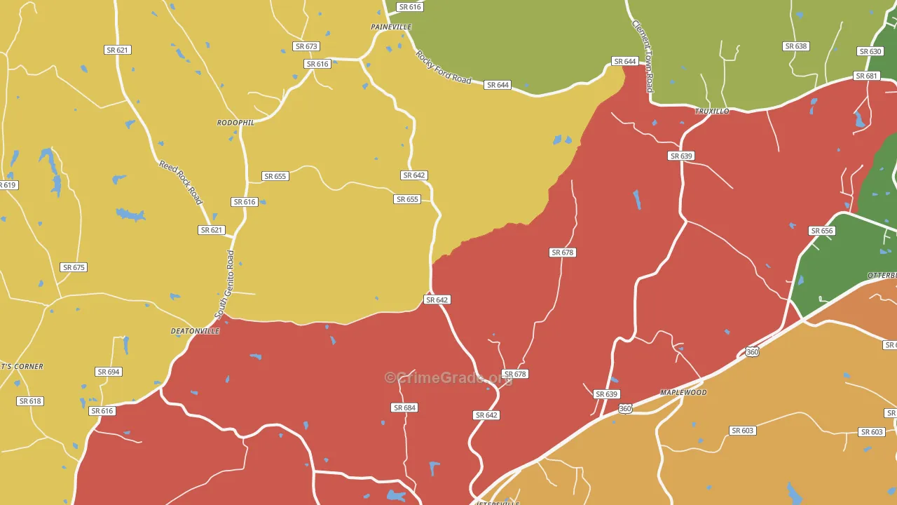 Jetersville, VA Map of Theft Rates