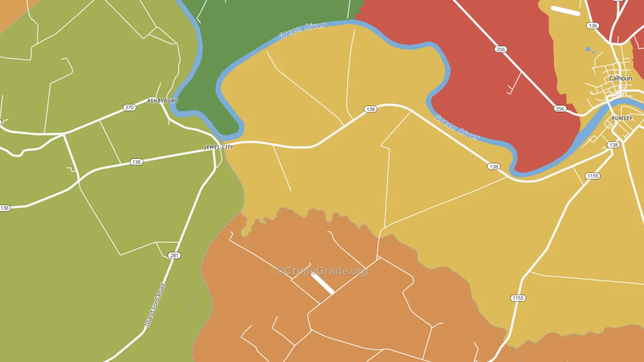 Jewel City, KY Map of Theft Rates