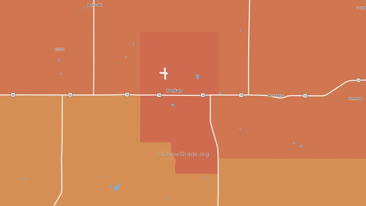 Jewell County, KS Map of Theft Rates