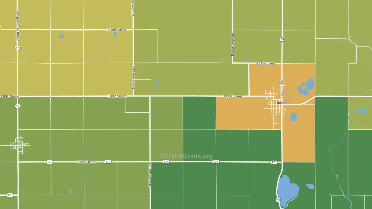 Jewell, IA Map of Theft Rates