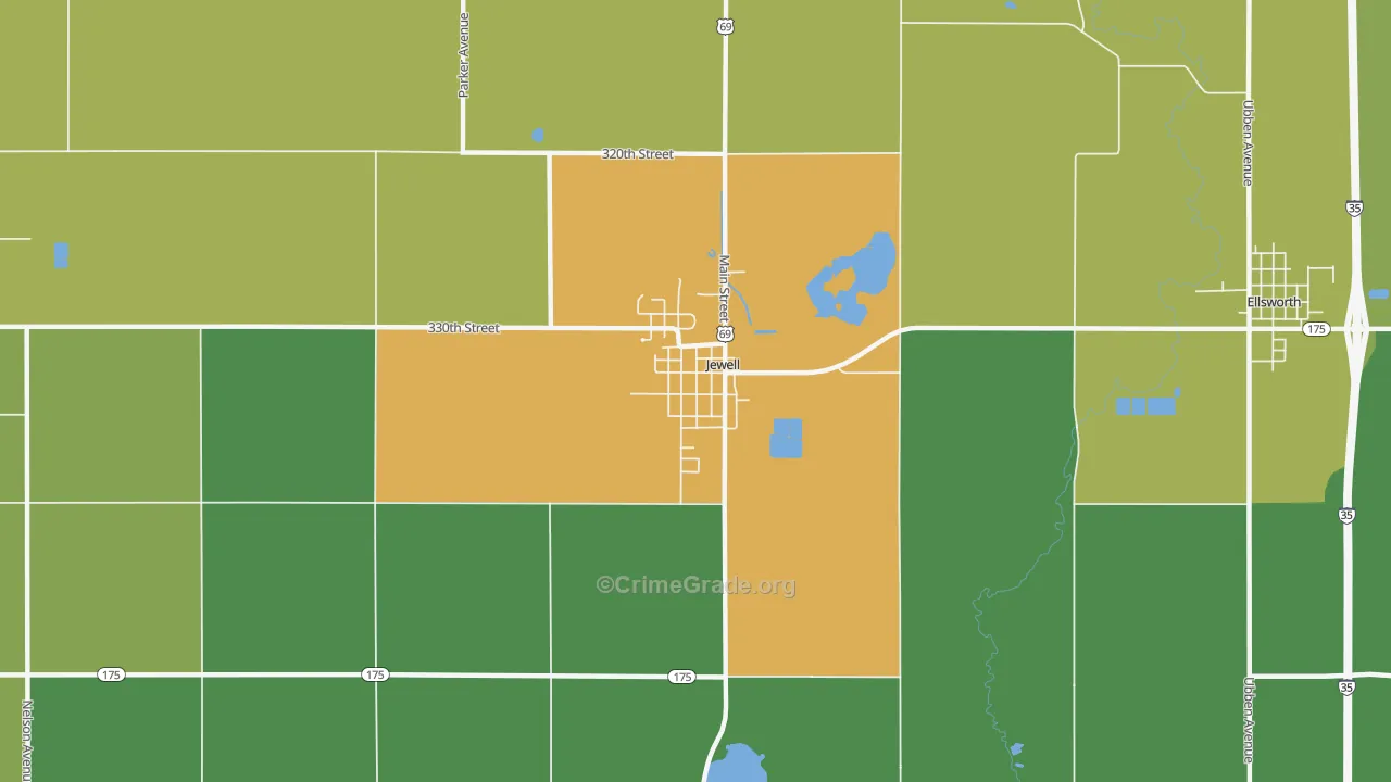 Jewell Junction, IA Map of Theft Rates