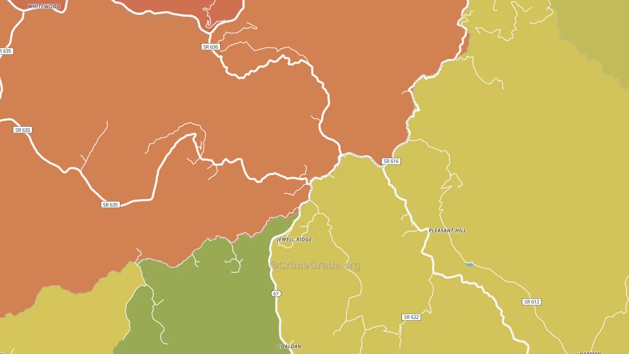 Jewell Ridge, VA Map of Theft Rates
