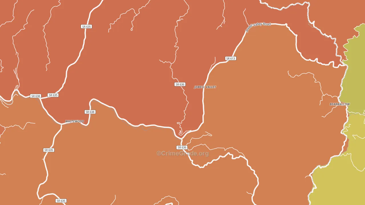 Jewell Valley, VA Map of Theft Rates