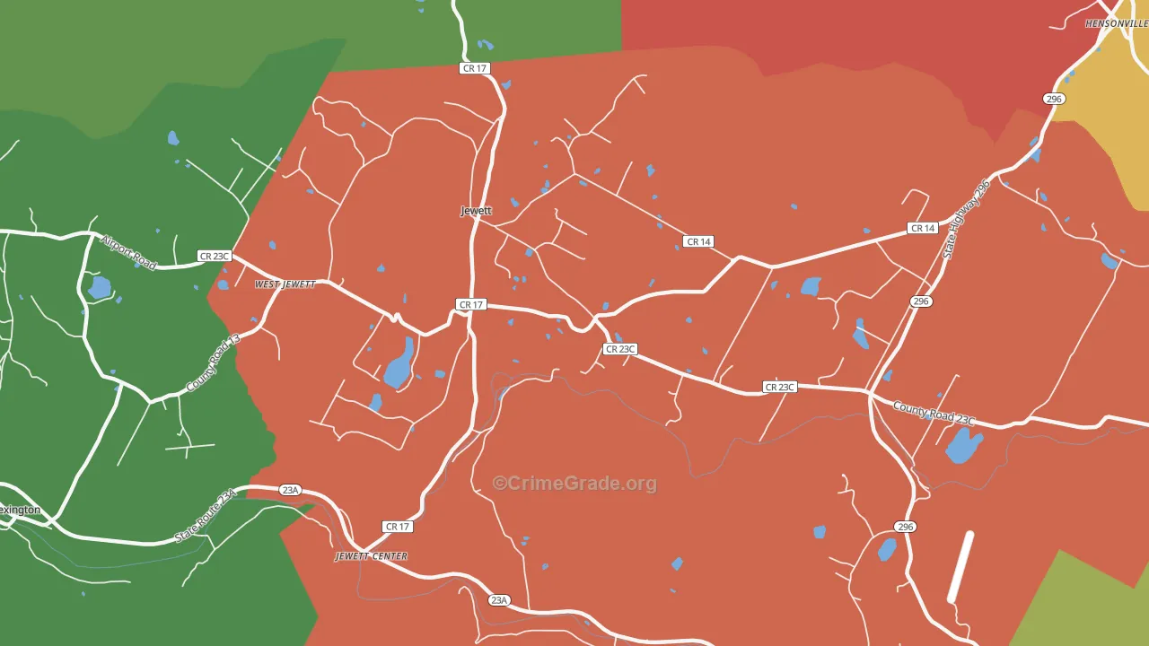 Jewett, NY Map of Theft Rates