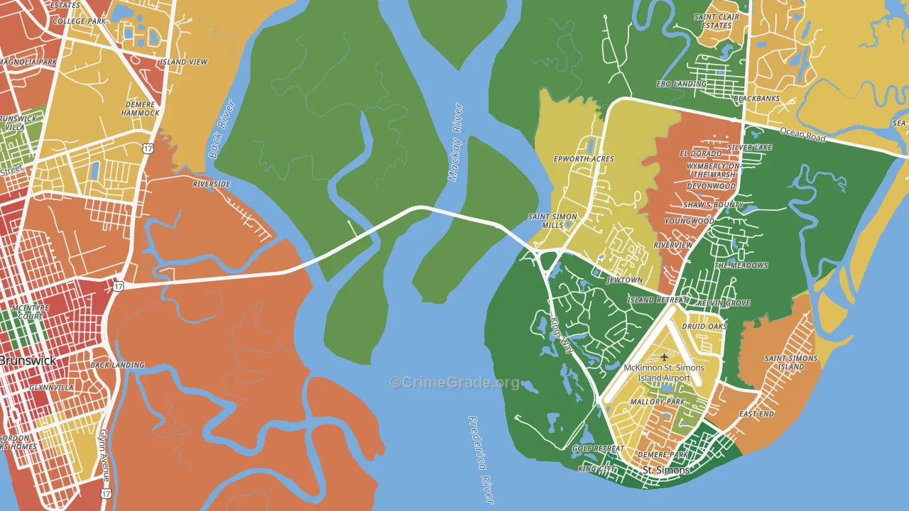 Jewtown, GA Map of Theft Rates