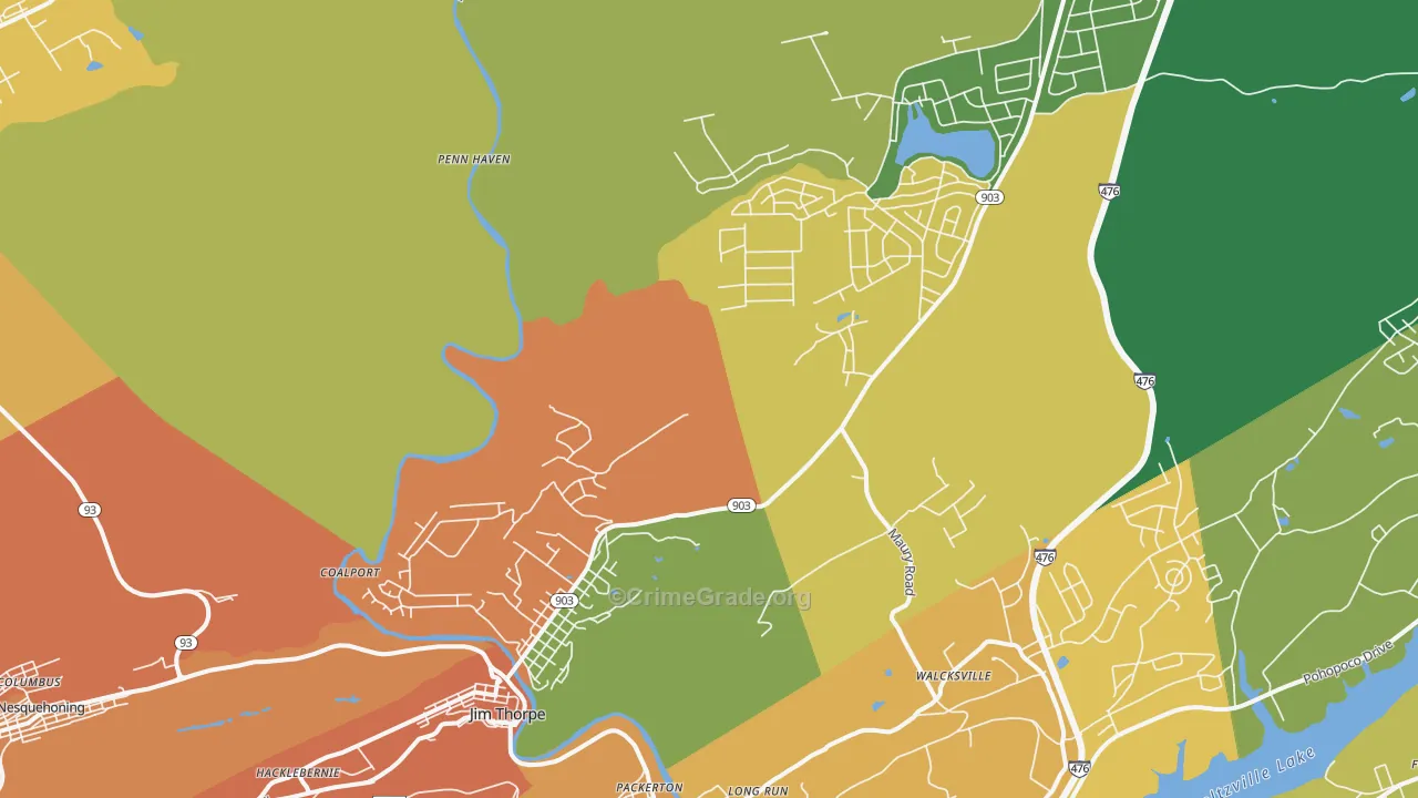 Jim Thorpe, PA Map of Theft Rates