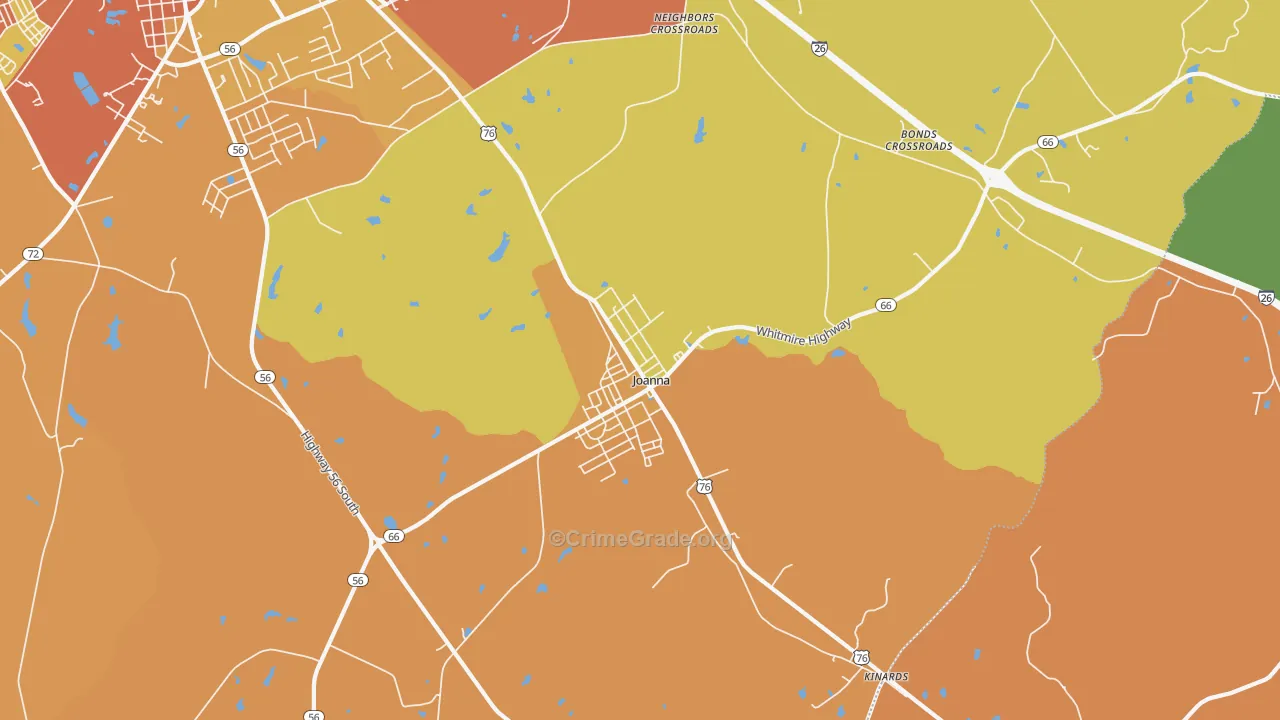 Joanna, SC Map of Theft Rates