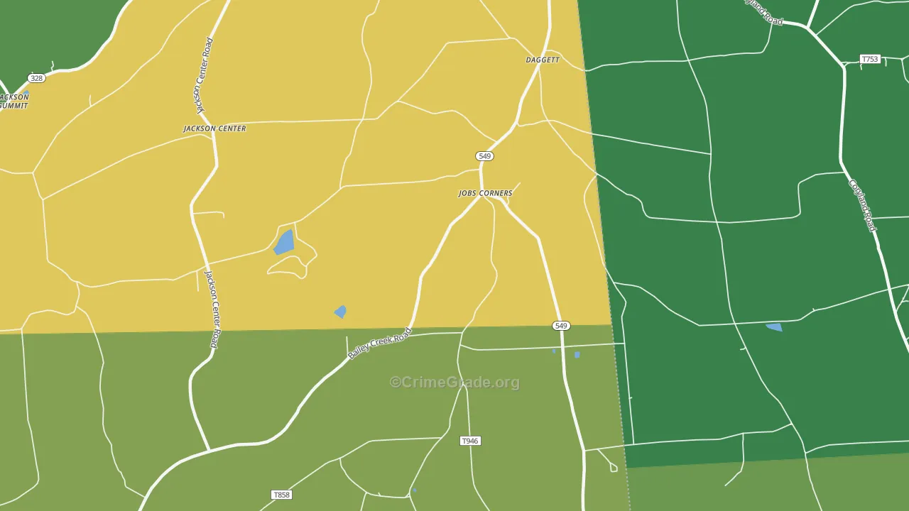 Jobs Corners, PA Map of Theft Rates