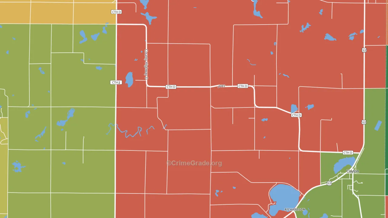 Joel, WI Map of Theft Rates