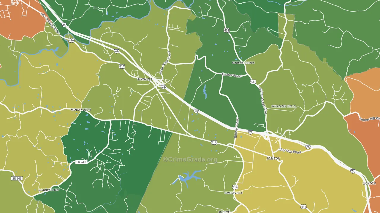 Joelton, TN Map of Theft Rates