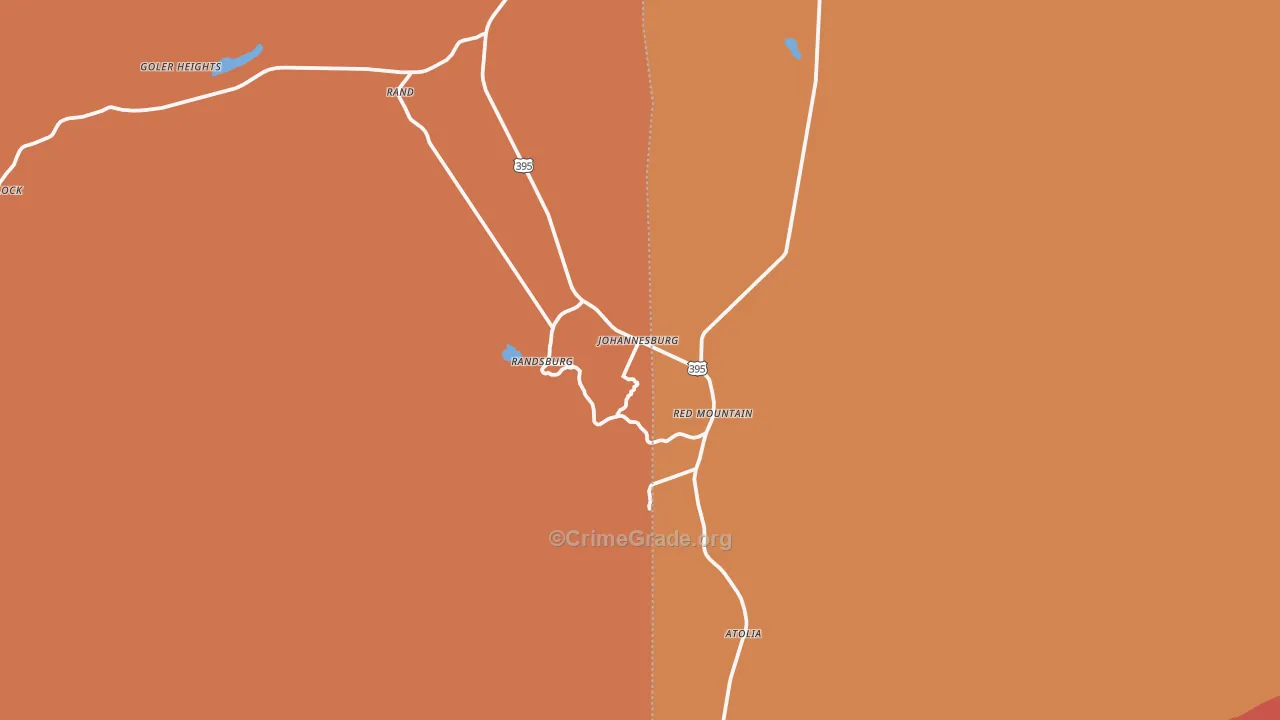 Johannesburg, CA Map of Theft Rates