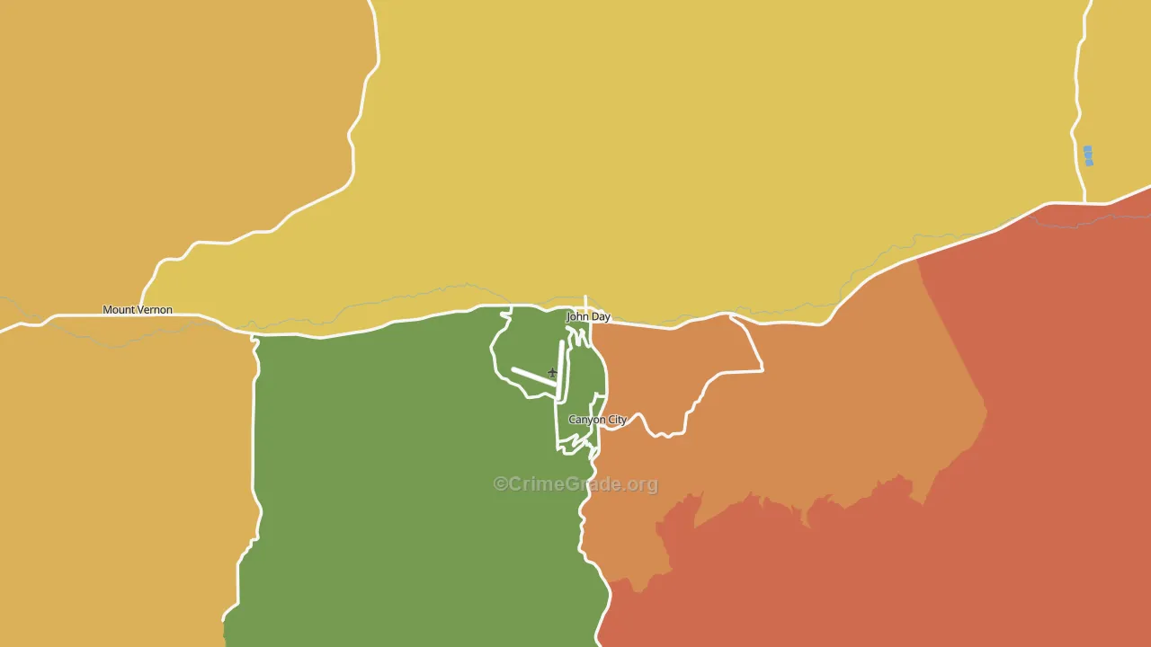 John Day, OR Map of Theft Rates