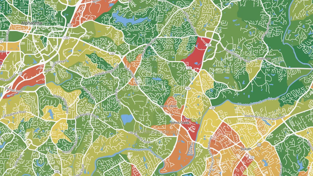 Johns Creek, GA Map of Theft Rates